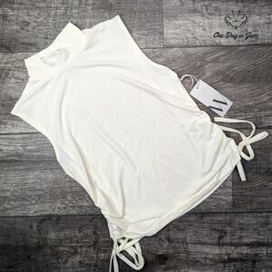 Worthington High Neck Sleeveless Ruched Side Top Size XS